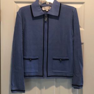 St. John Vintage Blue Zip Up Cardigan